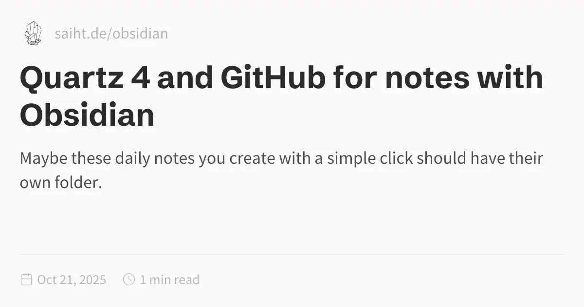 Quartz 4 and GitHub for notes with Obsidian